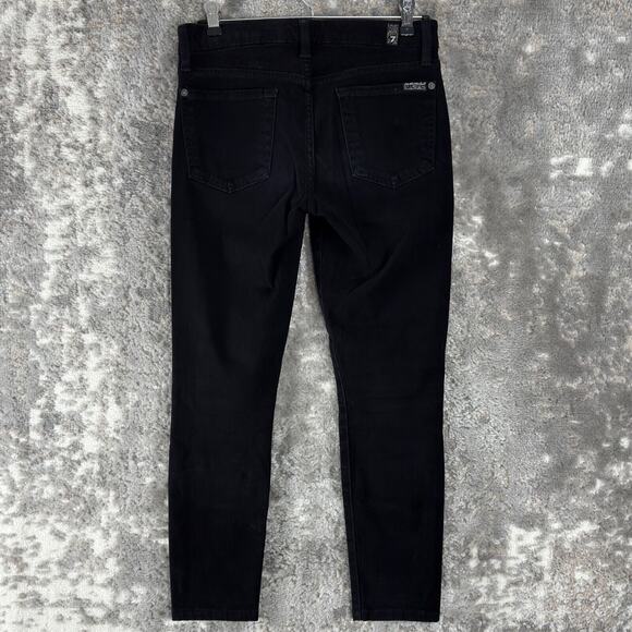 7 For All Mankind Sz 25 Skinny Tapered Leg Dark Denim Jeans Pants Black Stretch - Picture 4 of 13
